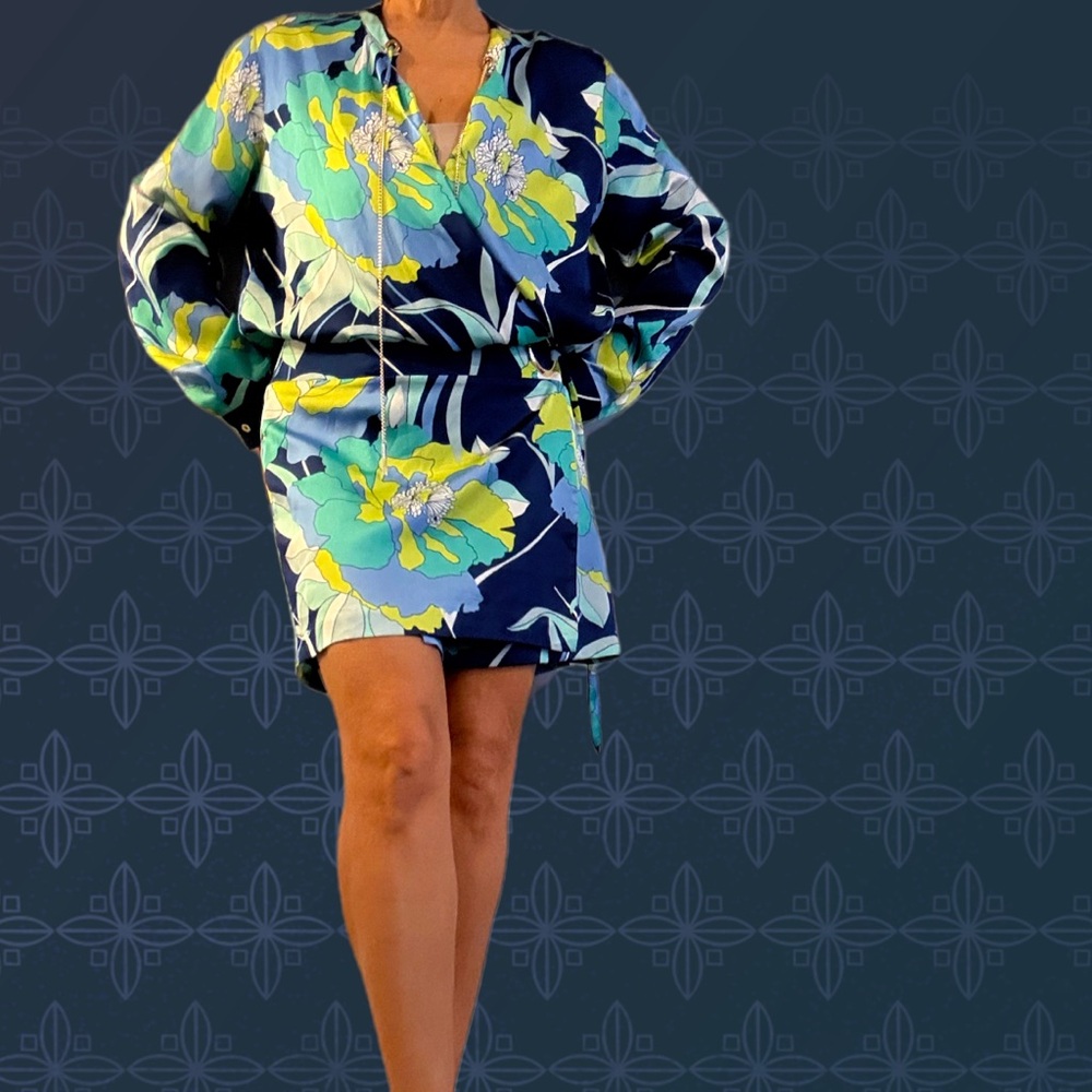 Marciano Blue and Green Floral Dress
